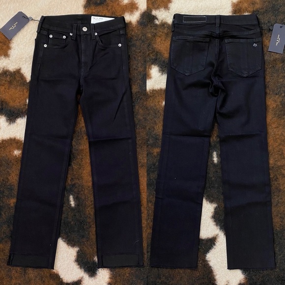 NWT Rag & Bone Stove Pipe Step Hem Fray Black 23 - Picture 7 of 11